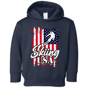 USA Skiing Flag Design Toddler Hoodie