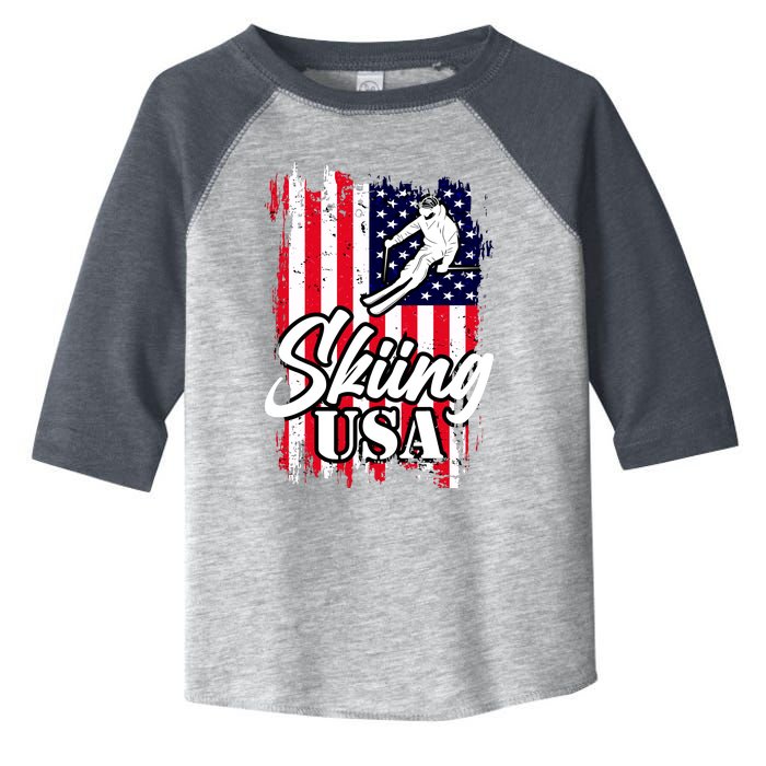 USA Skiing Flag Design Toddler Fine Jersey T-Shirt