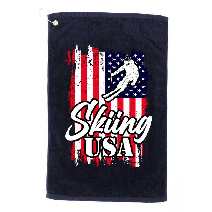 USA Skiing Flag Design Golf Towel