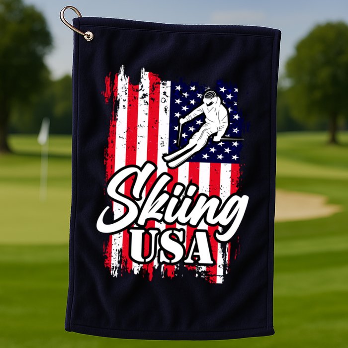 USA Skiing Flag Design Golf Towel