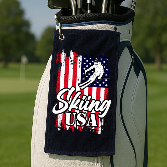 USA Skiing Flag Design Golf Towel