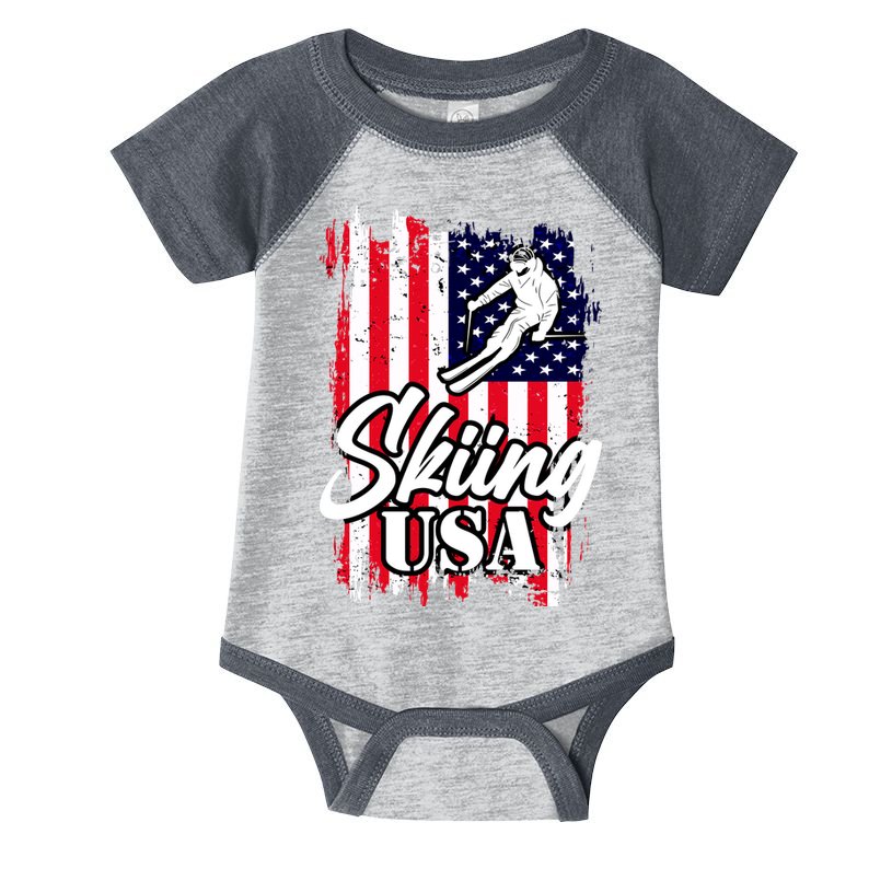 USA Skiing Flag Design Infant Baby Jersey Bodysuit