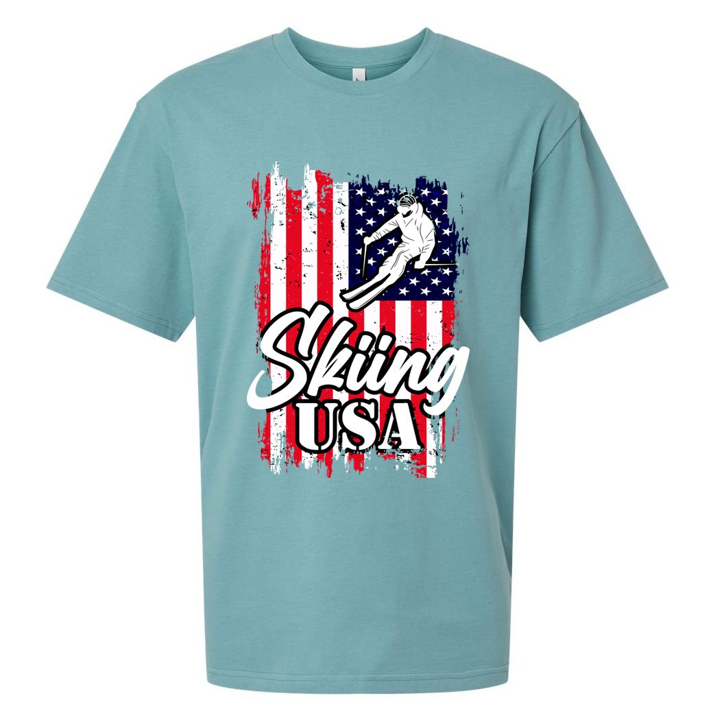 USA Skiing Flag Design Sueded Cloud Jersey T-Shirt