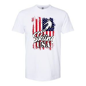 USA Skiing Flag Design Softstyle CVC T-Shirt