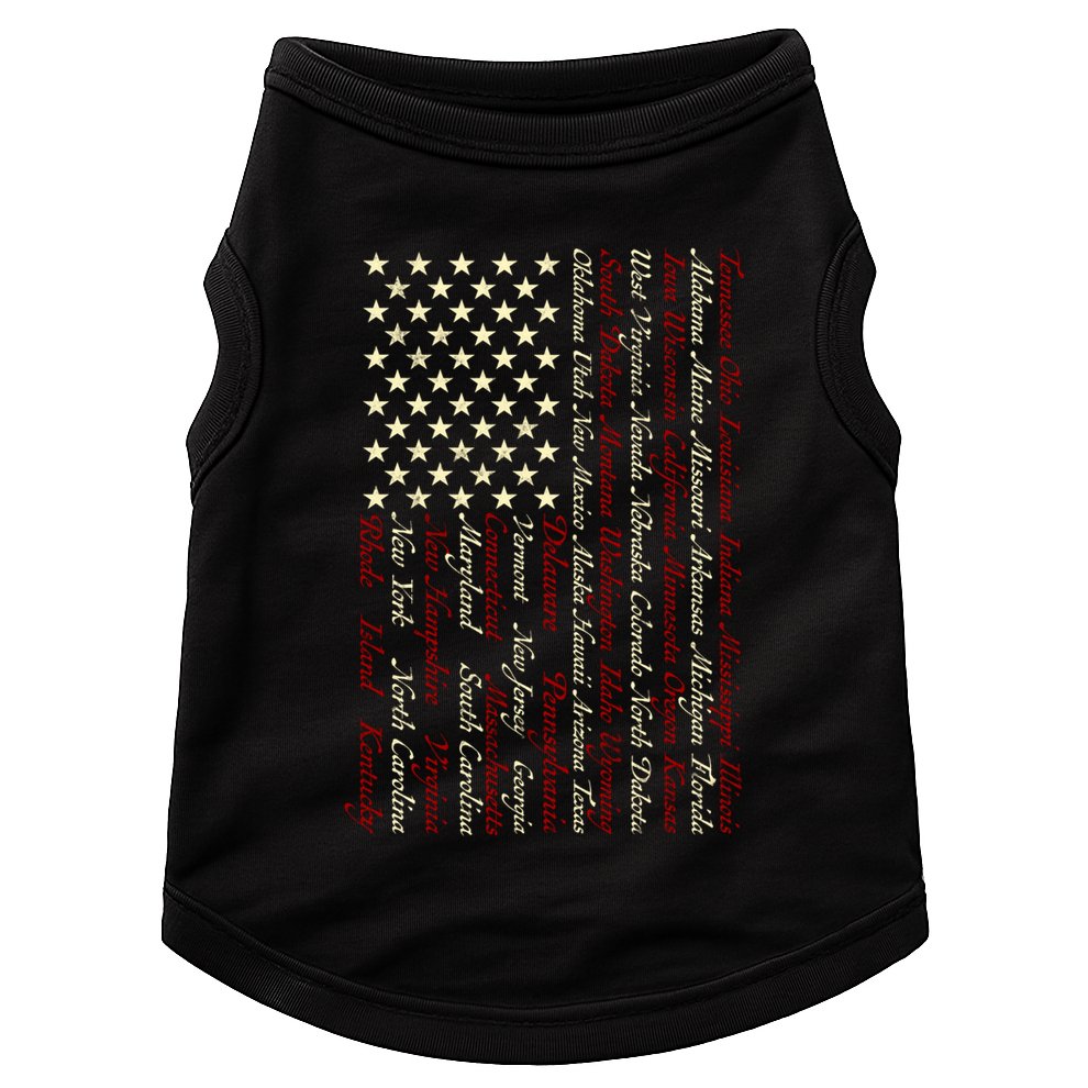 U S Flag 50 States Names Stripes Patriotic American Flag Gift Doggie Tank