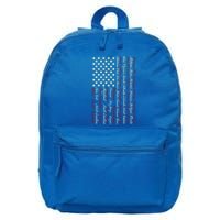 U S Flag 50 States Names Stripes Patriotic American Flag Gift 16 in Basic Backpack