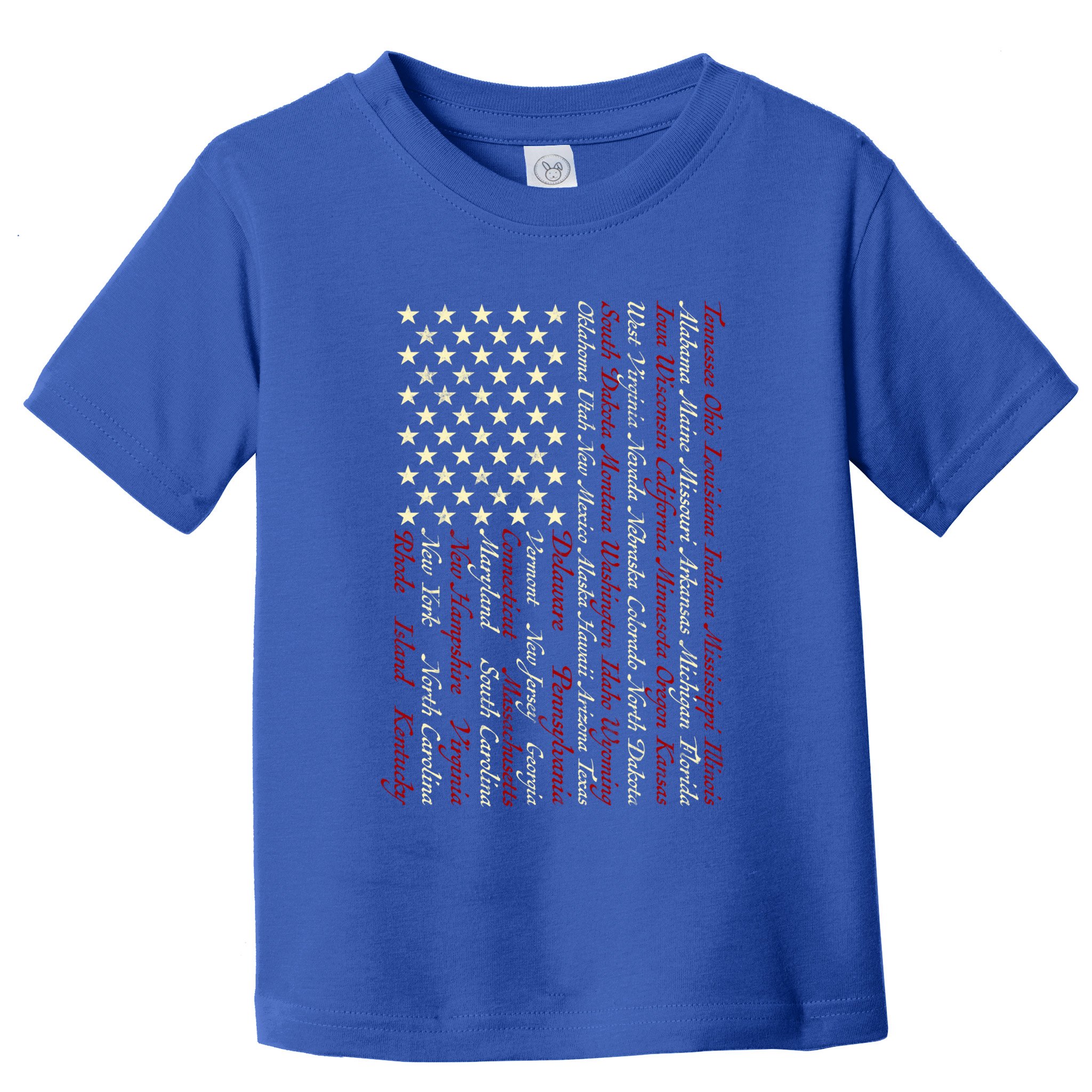 U S Flag 50 States Names Stripes Patriotic American Flag Gift Toddler T-Shirt