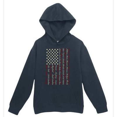 U S Flag 50 States Names Stripes Patriotic American Flag Gift Urban Pullover Hoodie