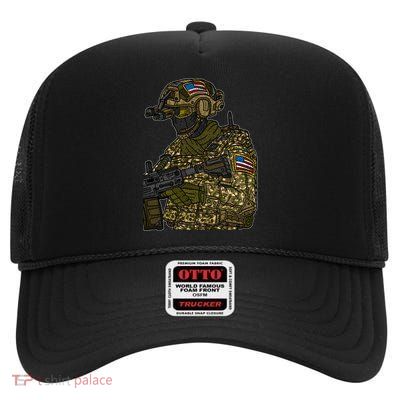 US Special Force Soldier Army High Crown Mesh Back Trucker Hat