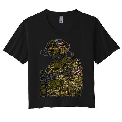 US Special Force Soldier Army Women's Crop Top Tee