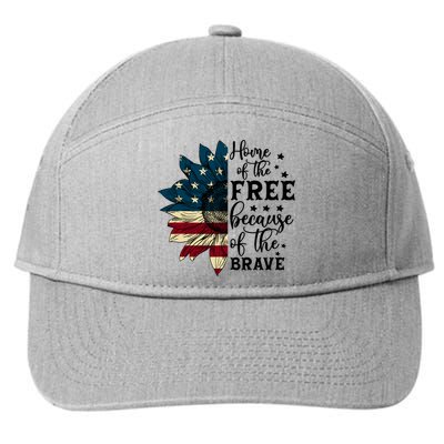 USA Sunflower Flag Home Of The Free Because Of The Brave 7-Panel Snapback Hat