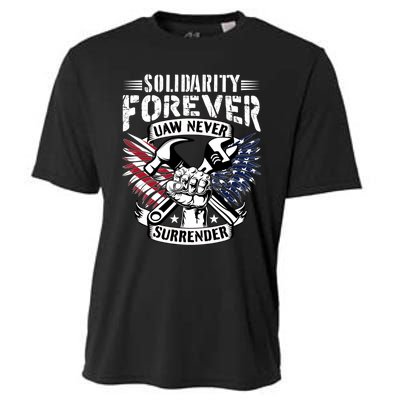 USA Solidarity Forever UAW Never Surrender UAW Union Strong Cooling Performance Crew T-Shirt