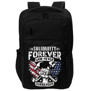 USA Solidarity Forever UAW Never Surrender UAW Union Strong Impact Tech Backpack