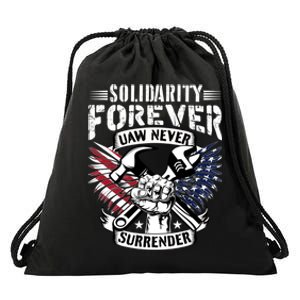 USA Solidarity Forever UAW Never Surrender UAW Union Strong Drawstring Bag