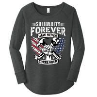 USA Solidarity Forever UAW Never Surrender UAW Union Strong Women's Perfect Tri Tunic Long Sleeve Shirt