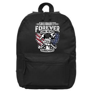 USA Solidarity Forever UAW Never Surrender UAW Union Strong 16 in Basic Backpack