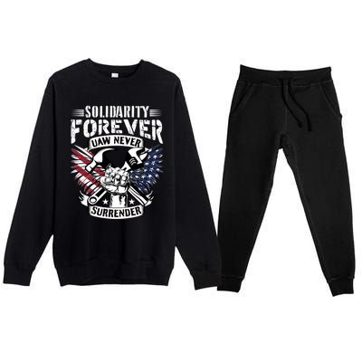 USA Solidarity Forever UAW Never Surrender UAW Union Strong Premium Crewneck Sweatsuit Set