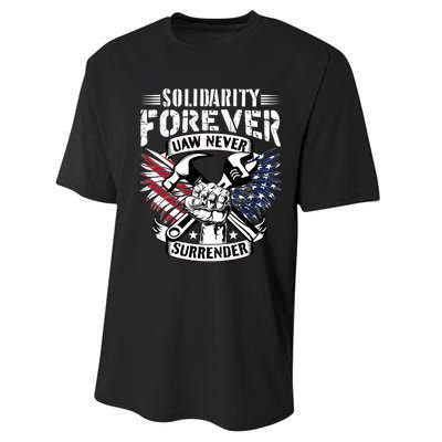 USA Solidarity Forever UAW Never Surrender UAW Union Strong Performance Sprint T-Shirt