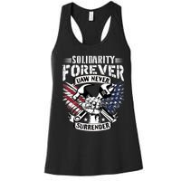 USA Solidarity Forever UAW Never Surrender UAW Union Strong Women's Racerback Tank