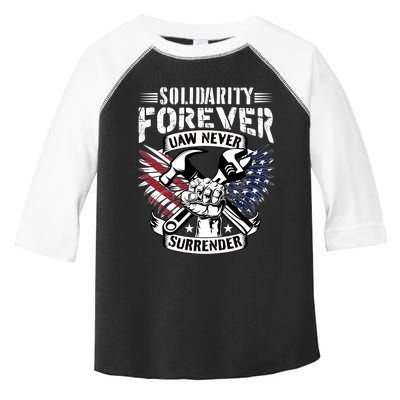 USA Solidarity Forever UAW Never Surrender UAW Union Strong Toddler Fine Jersey T-Shirt