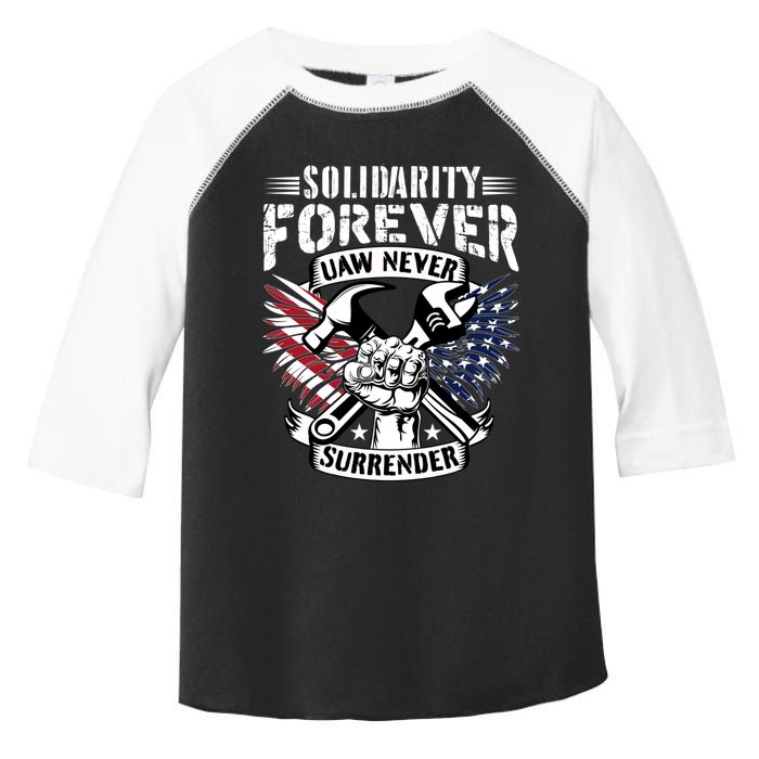 USA Solidarity Forever UAW Never Surrender UAW Union Strong Toddler Fine Jersey T-Shirt