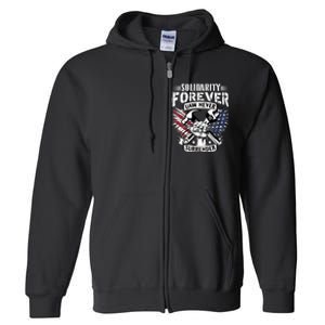 USA Solidarity Forever UAW Never Surrender UAW Union Strong Full Zip Hoodie