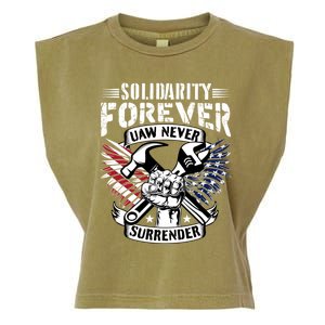 USA Solidarity Forever UAW Never Surrender UAW Union Strong Garment-Dyed Women's Muscle Tee