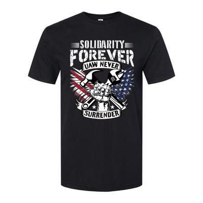 USA Solidarity Forever UAW Never Surrender UAW Union Strong Softstyle CVC T-Shirt