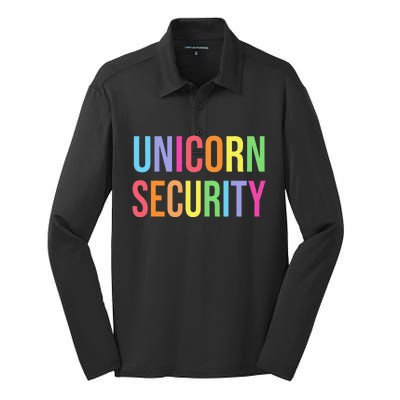 Unicorn Security Funny Birthday Girl Gifts Dad Mom Daughter Silk Touch Performance Long Sleeve Polo