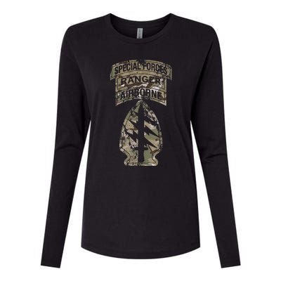 Us Special Forces Sf Ranger Tab Multicam Camo Womens Cotton Relaxed Long Sleeve T-Shirt