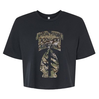 Us Special Forces Sf Ranger Tab Multicam Camo Bella+Canvas Jersey Crop Tee