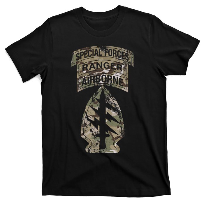 Us Special Forces Sf Ranger Tab Multicam Camo T-Shirt