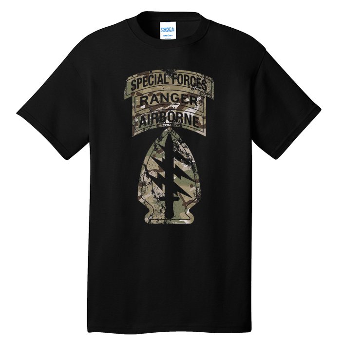 Us Special Forces Sf Ranger Tab Multicam Camo Tall T-Shirt