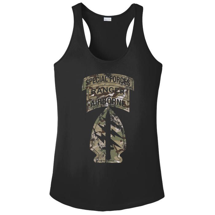 Us Special Forces Sf Ranger Tab Multicam Camo Ladies PosiCharge Competitor Racerback Tank