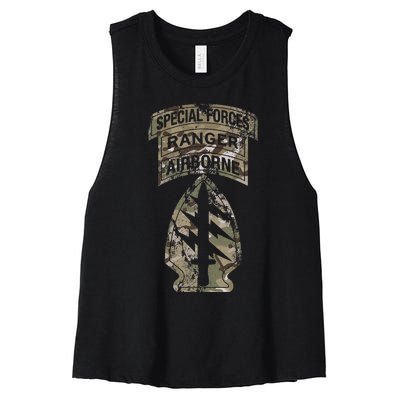 Us Special Forces Sf Ranger Tab Multicam Camo Women's Racerback Cropped Tank