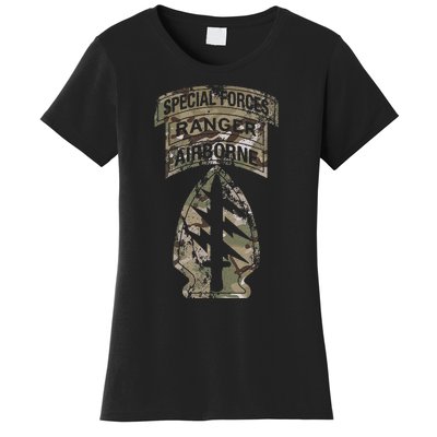 Us Special Forces Sf Ranger Tab Multicam Camo Women's T-Shirt