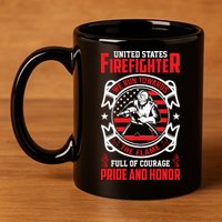 United States Firefighter We Run Towards Firefighters Dad Gift 11oz C Handle Ceramic Mug
