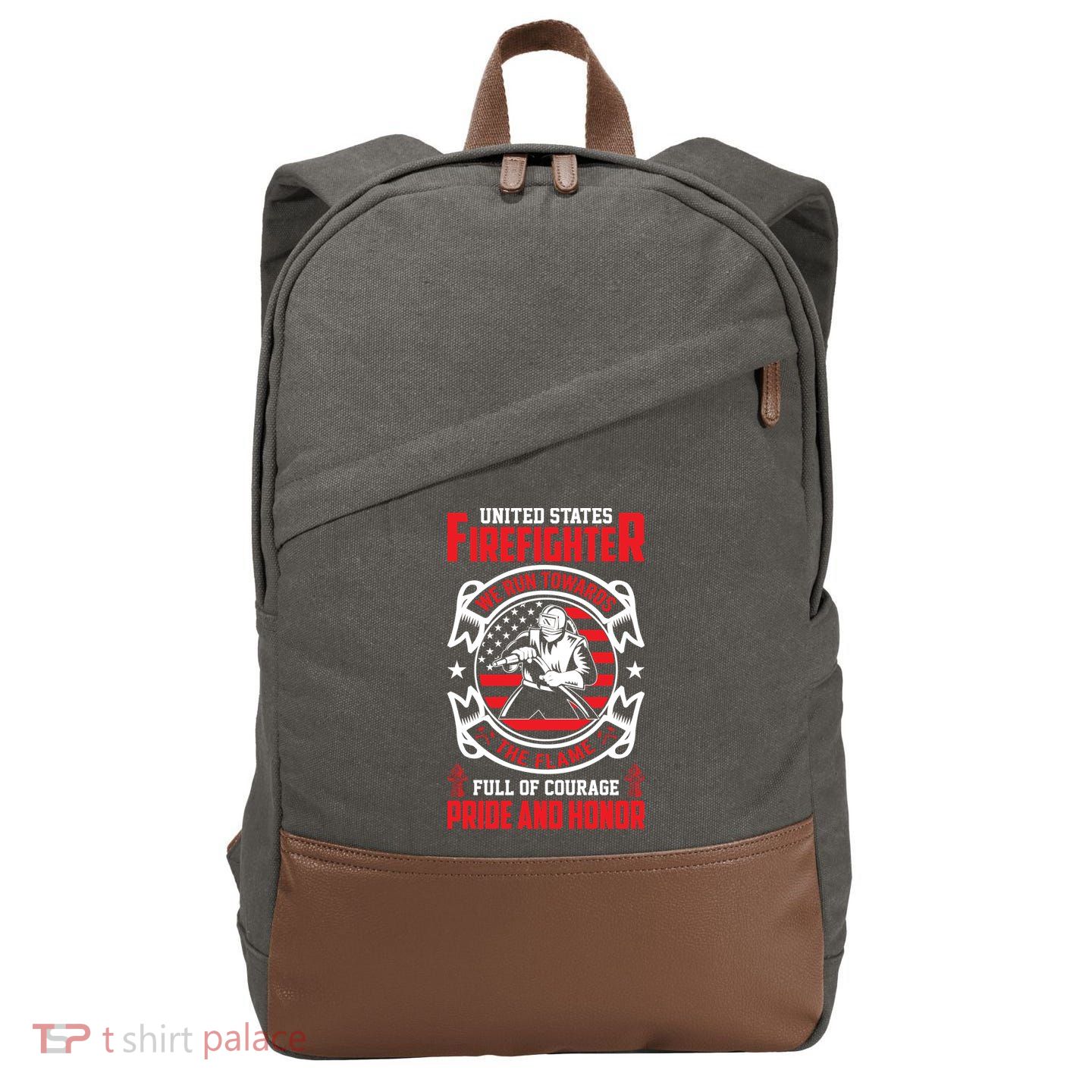 United States Firefighter We Run Towards Firefighters Dad Gift Cotton Canvas Backpack
