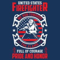 United States Firefighter We Run Towards Firefighters Dad Gift 7 Panel Mesh Trucker Snapback Hat