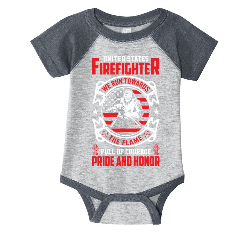 United States Firefighter We Run Towards Firefighters Dad Gift Infant Baby Jersey Bodysuit