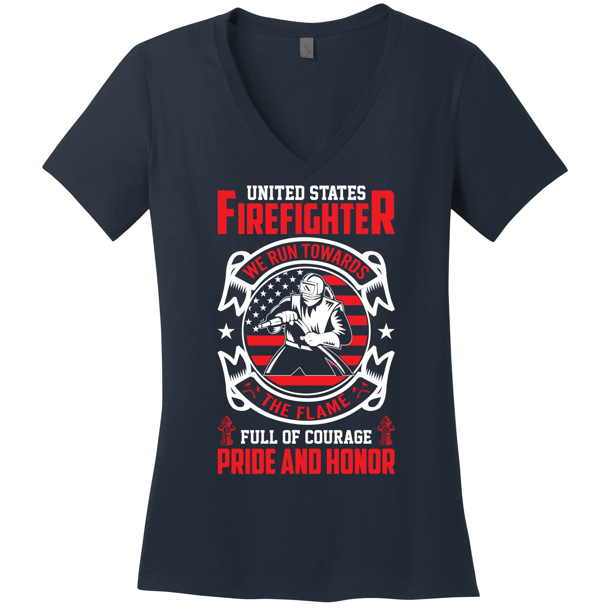 United States Firefighter We Run Towards Firefighters Dad Gift Women's V-Neck T-Shirt