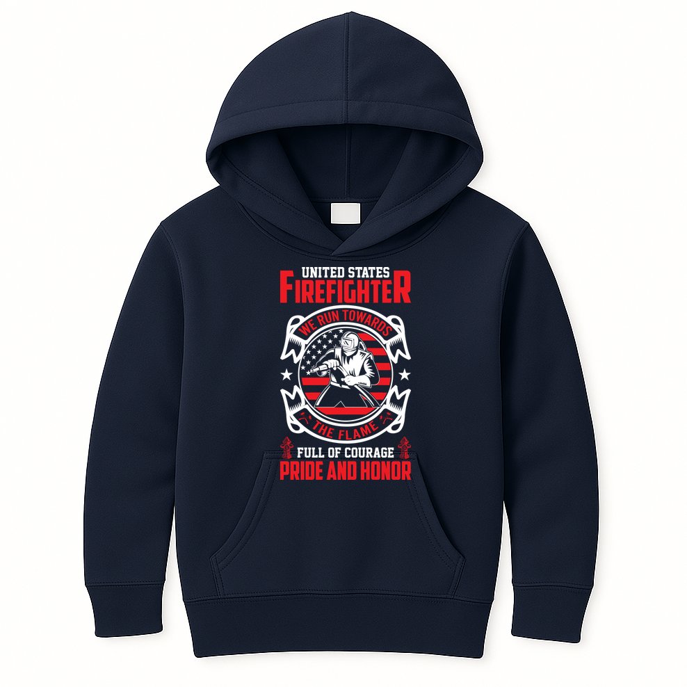United States Firefighter We Run Towards Firefighters Dad Gift Kids Hoodie