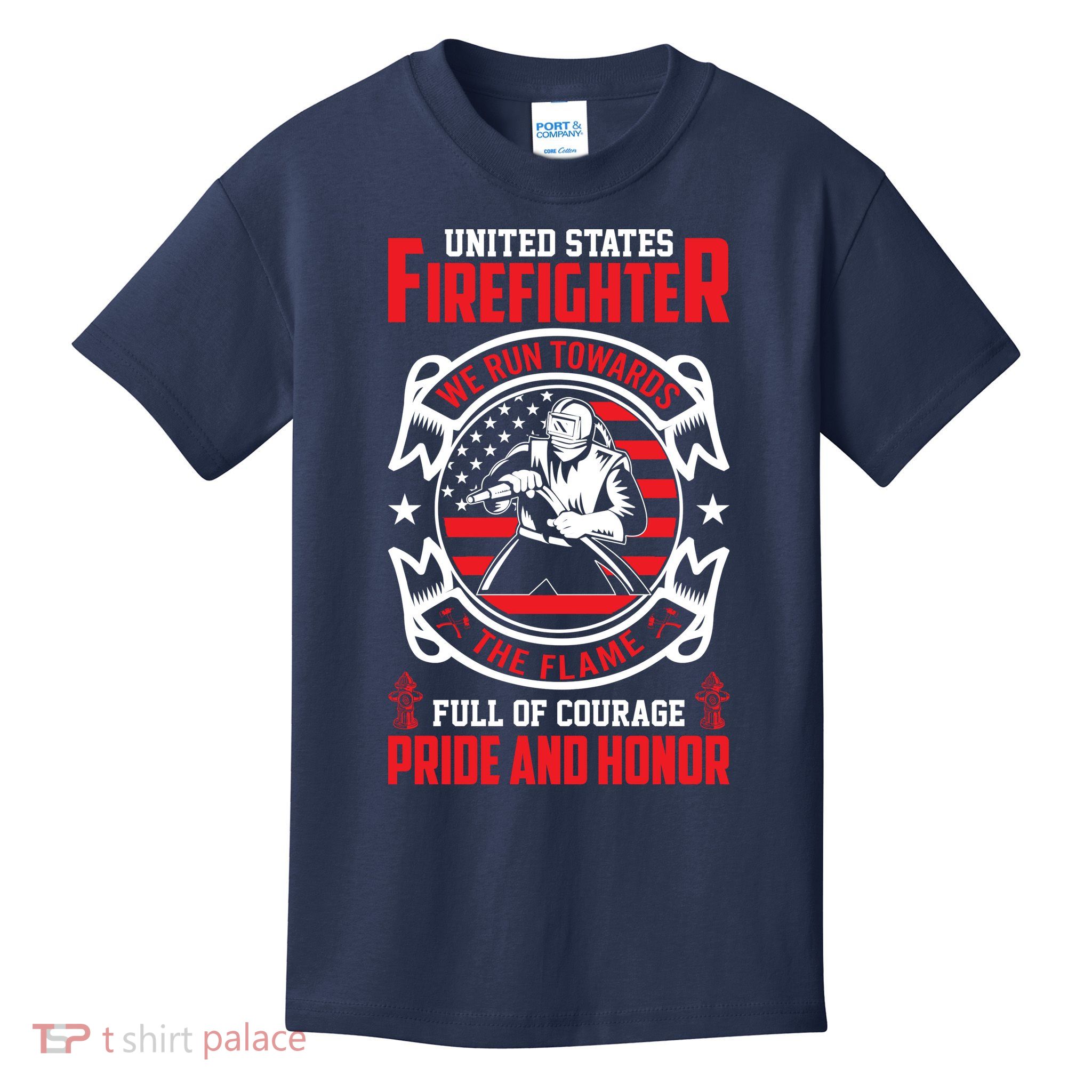 United States Firefighter We Run Towards Firefighters Dad Gift Kids T-Shirt