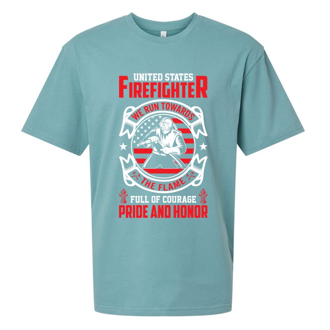 United States Firefighter We Run Towards Firefighters Dad Gift Sueded Cloud Jersey T-Shirt