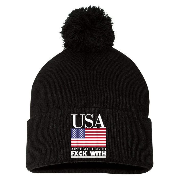 United States Flag Pom Pom 12in Knit Beanie