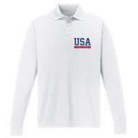 USA Soccer Fan Performance Long Sleeve Polo