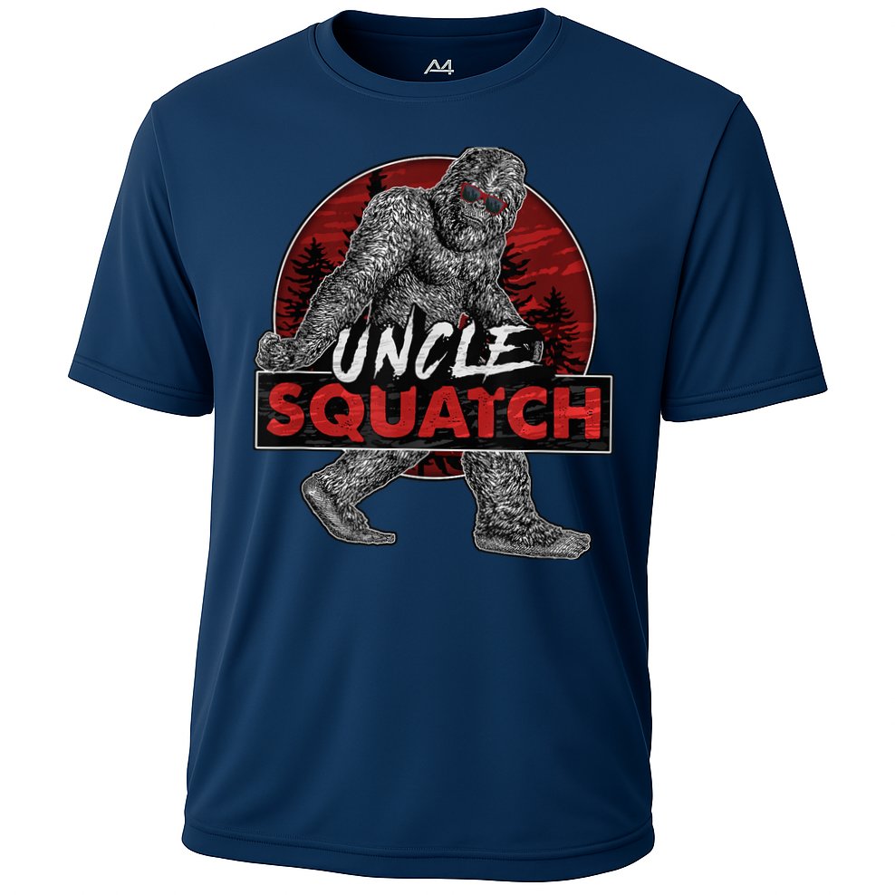  Uncle Squatch - Funny, Cool Bigfoot Sasquatch Uncle Cooling Performance Crew T-Shirt