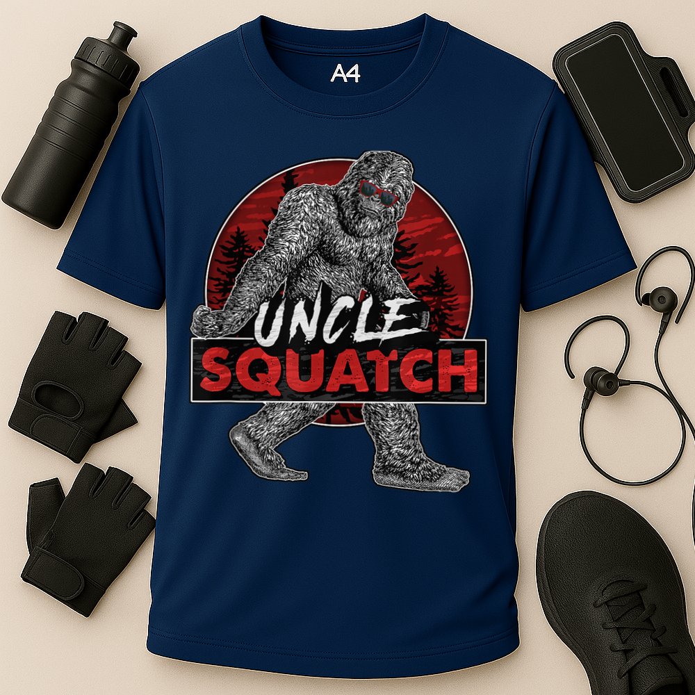  Uncle Squatch - Funny, Cool Bigfoot Sasquatch Uncle Cooling Performance Crew T-Shirt