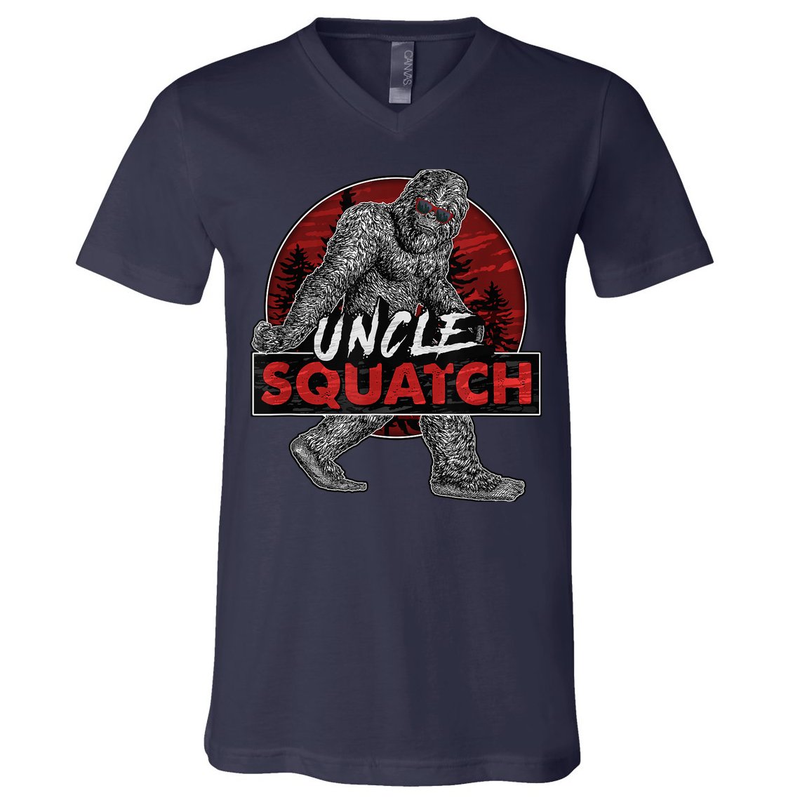  Uncle Squatch - Funny, Cool Bigfoot Sasquatch Uncle V-Neck T-Shirt