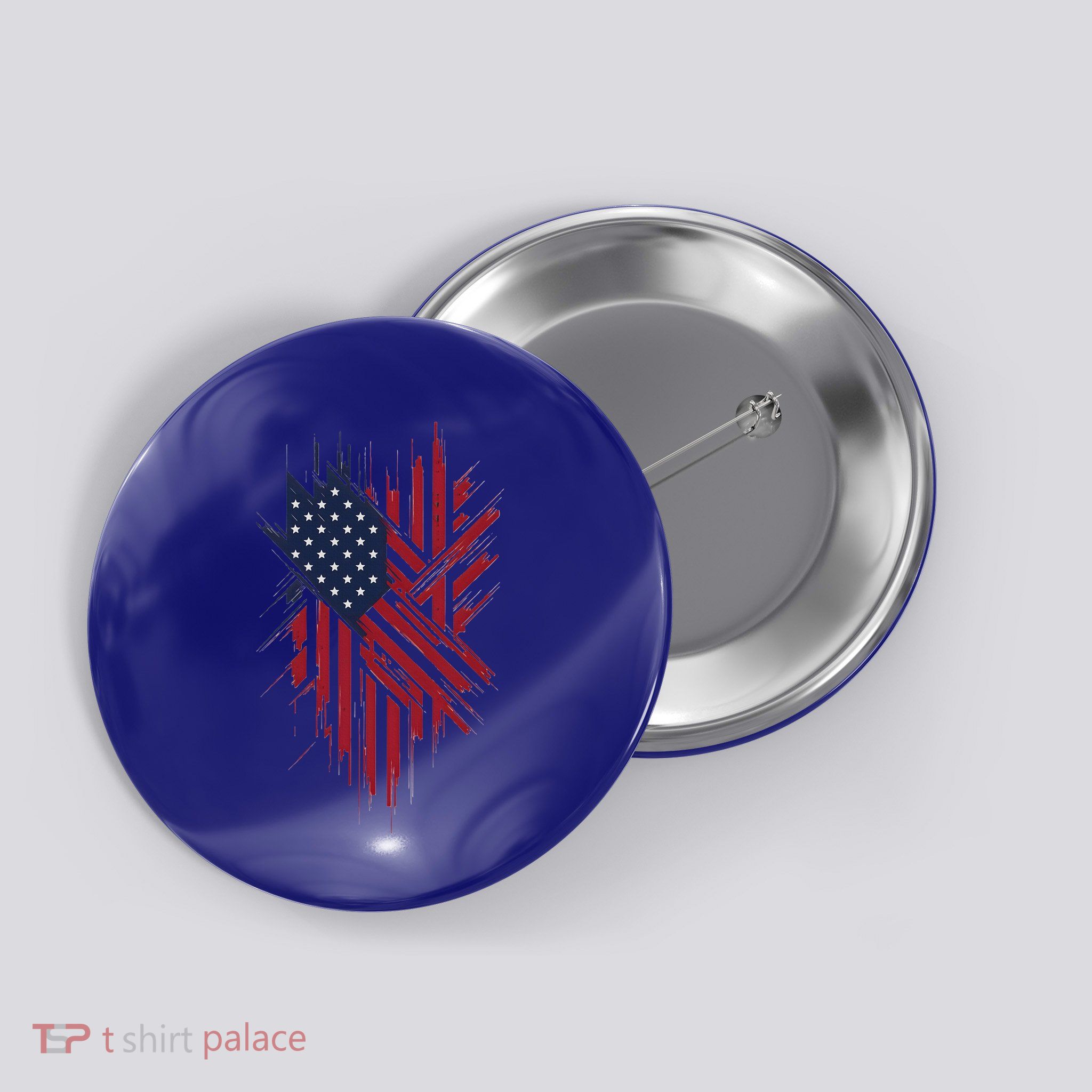 United States Flag Integrated With A Modern Artistic Twist Button